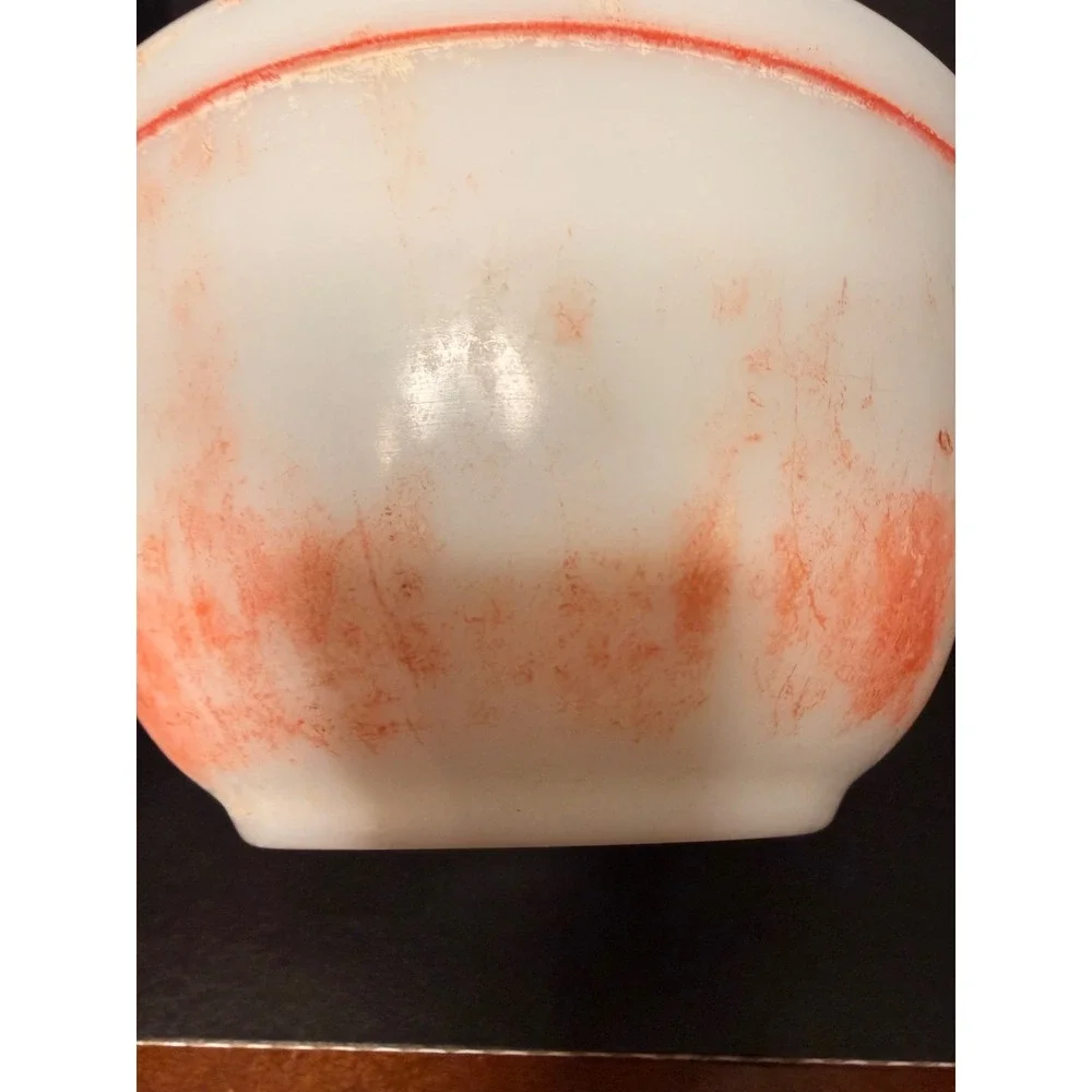 Vintage Pyrex 402 White (red) Milk Glass Mixing Bowl 7.25in